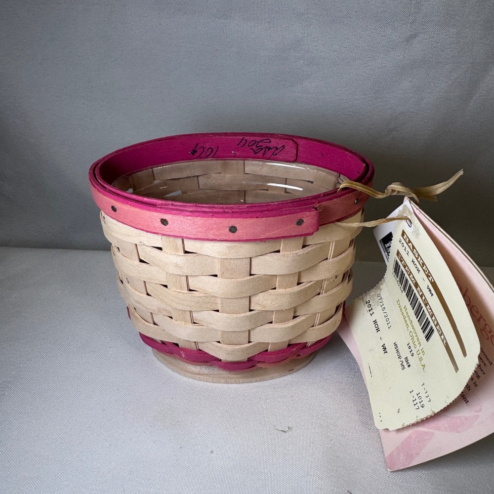 Longaberger 2011 Horizon of Hope Pink Handwoven Basket with Protector NWT